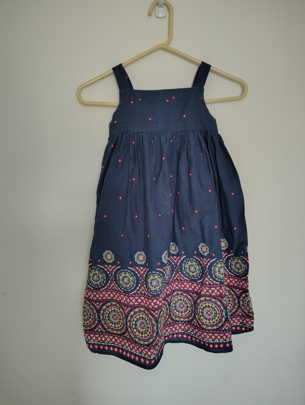 Vintage GapKids Navy Boho Embroidered Cotton Sundress, Size S (6/7) Fully Lined